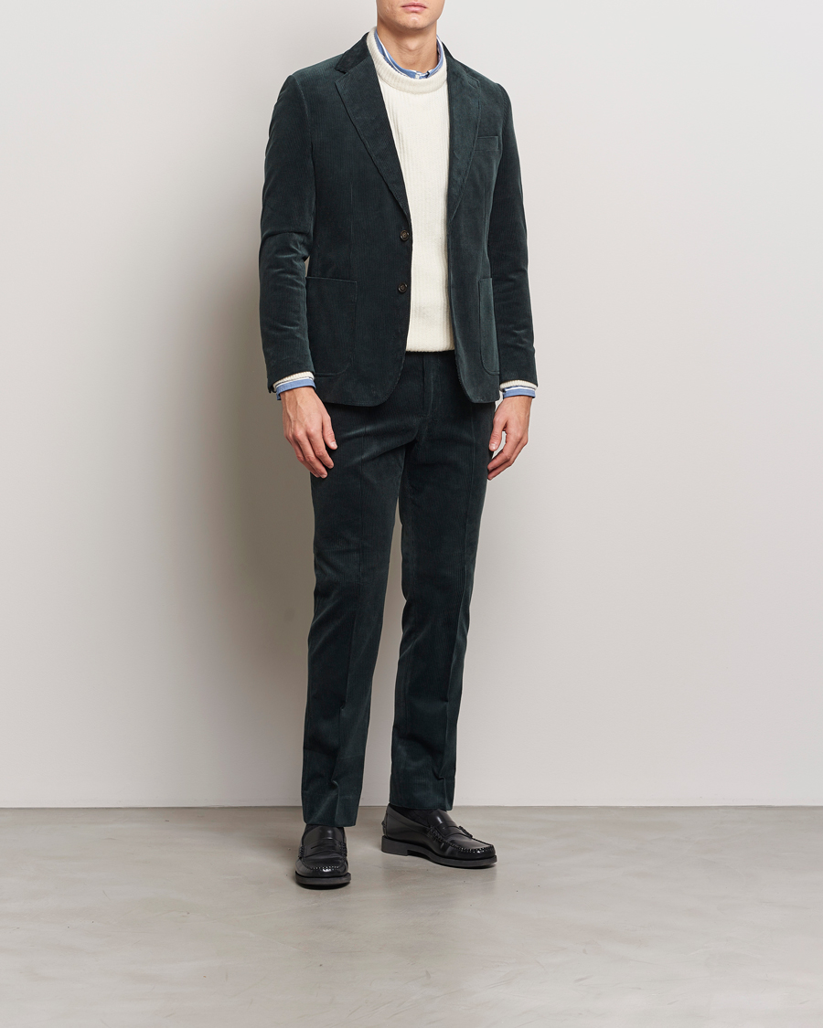 Mies | Housut | Gant | Slim Corduroy Suit Trousers Tartan Green