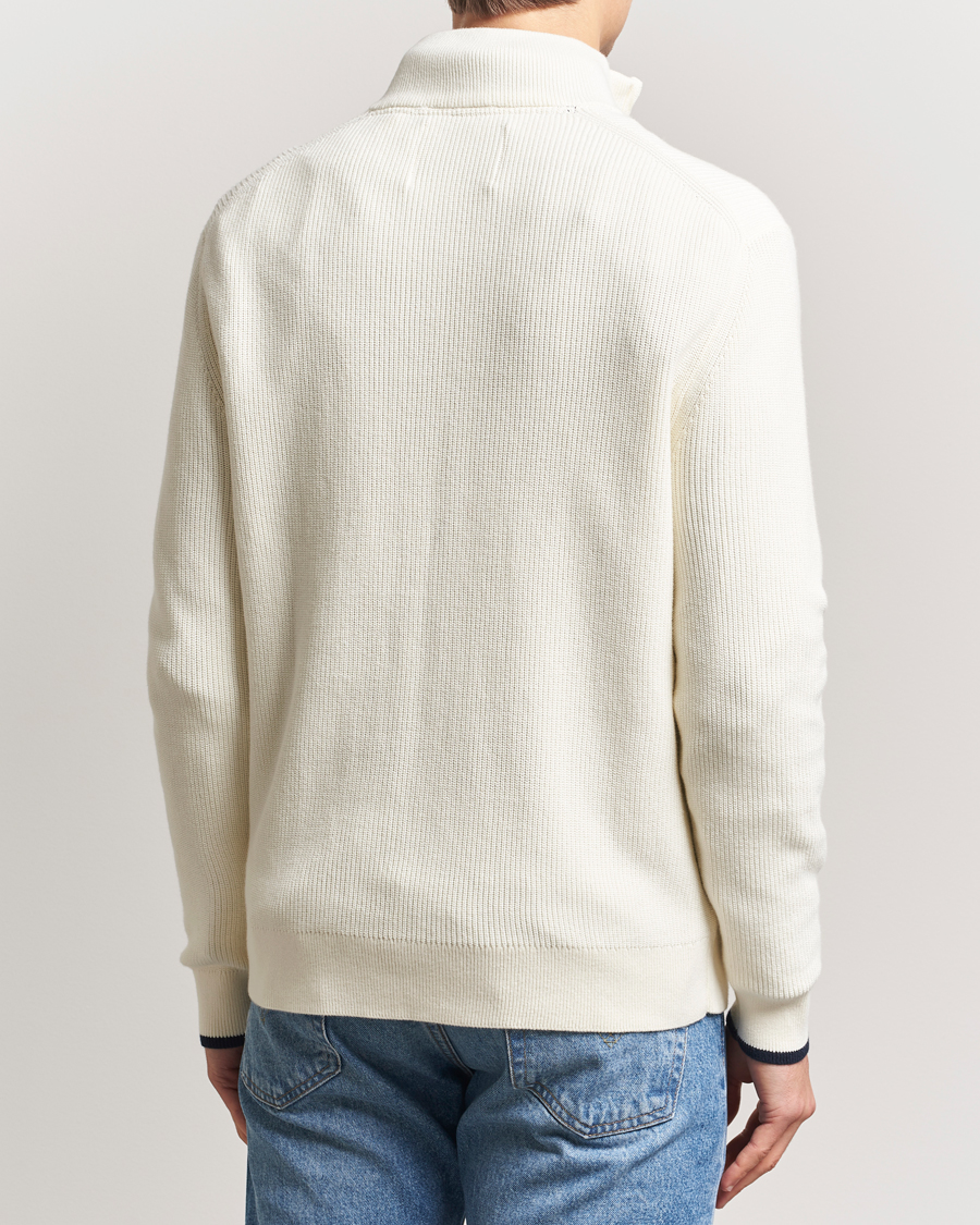 Mies | Puserot | GANT | Ribbed Cotton Half Zip Cream