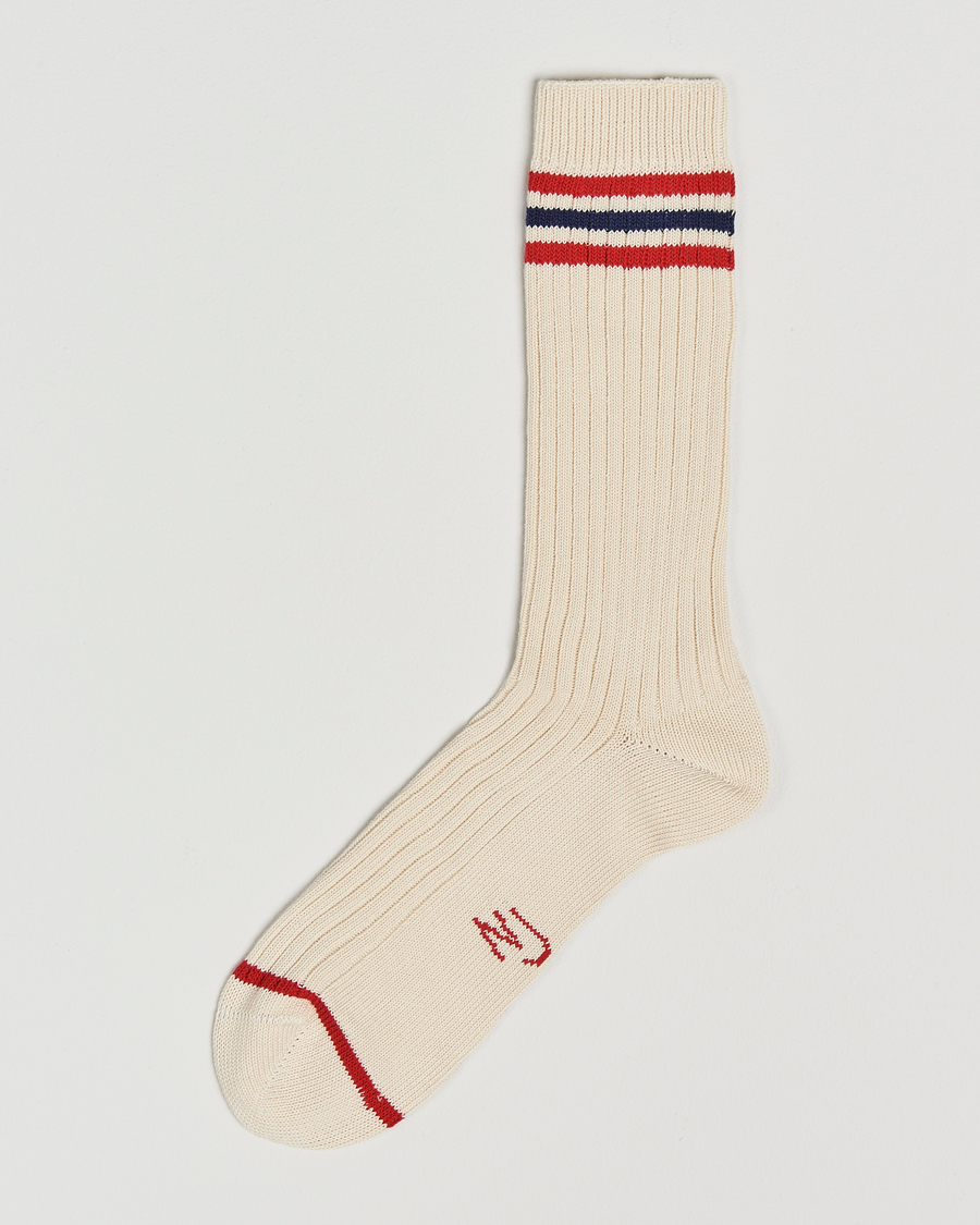Mies | Alusvaatteet | Nudie Jeans | Retro Tennis Socks Off White/Red