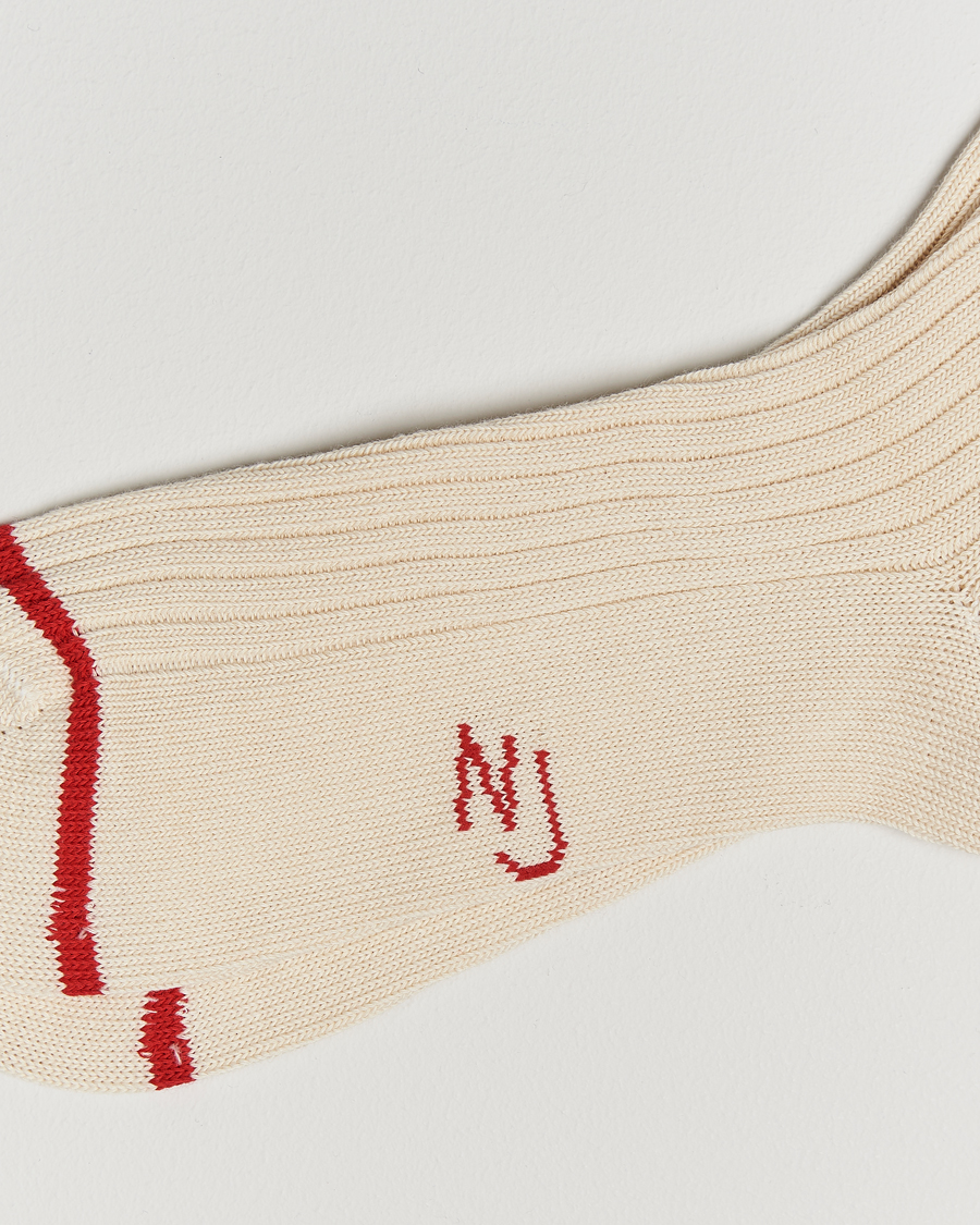 Mies | Alusvaatteet | Nudie Jeans | Retro Tennis Socks Off White/Red