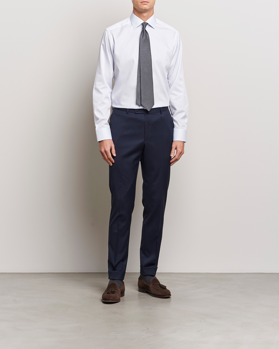 Mies | Kauluspaidat | Eton | Slim Fit Twill Hairline Stripe Shirt Blue/White