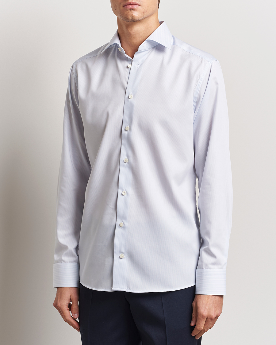 Mies | Kauluspaidat | Eton | Slim Fit Twill Hairline Stripe Shirt Blue/White