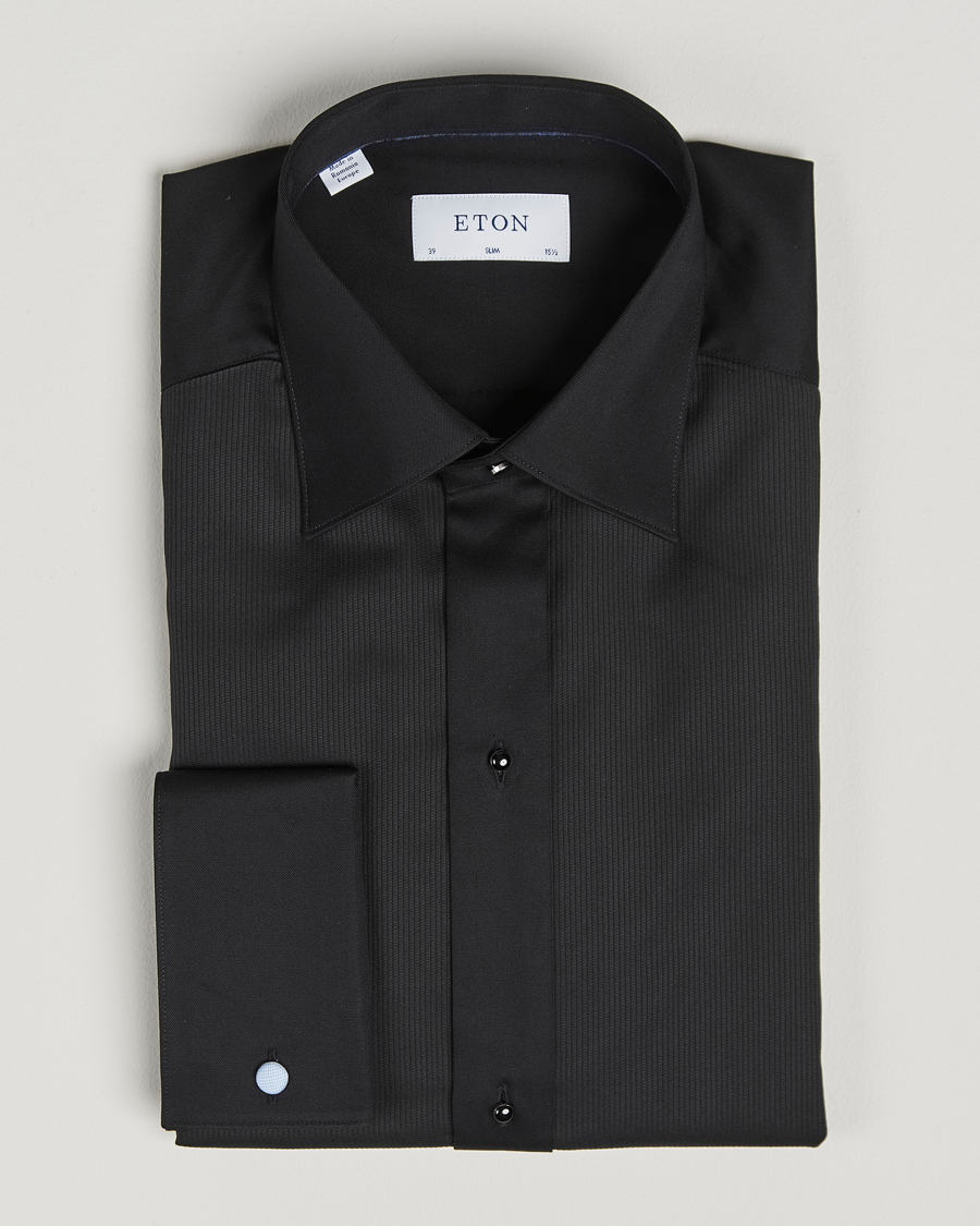 Mies | Kauluspaidat | Eton | Slim Fit Plissé Tuxedo Shirt Black