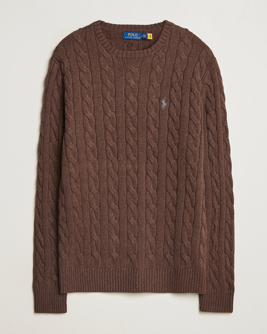 Mies | Puserot | Polo Ralph Lauren | Cotton Cable Pullover Dark Roast Melange
