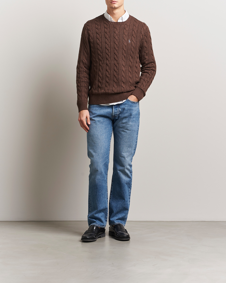 Mies | Puserot | Polo Ralph Lauren | Cotton Cable Pullover Dark Roast Melange