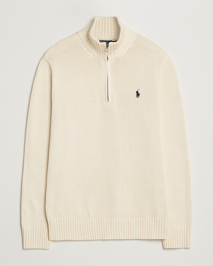 Mies | Puserot | Polo Ralph Lauren | Cotton Pullover Half Zip Andover Cream