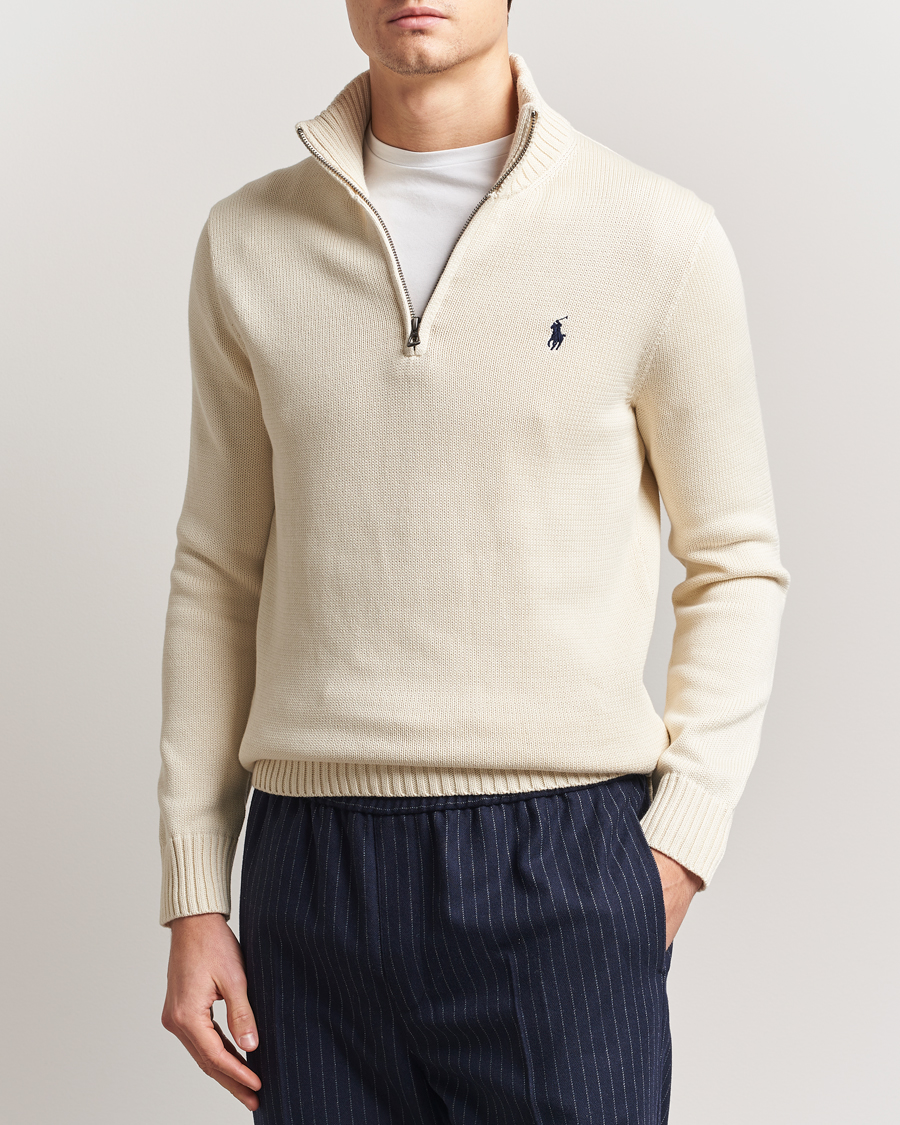 Mies | Puserot | Polo Ralph Lauren | Cotton Pullover Half Zip Andover Cream