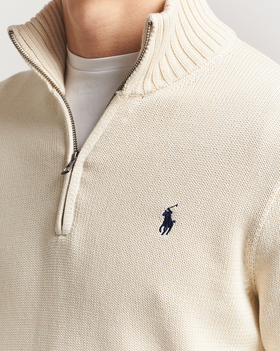 Mies | Puserot | Polo Ralph Lauren | Cotton Pullover Half Zip Andover Cream