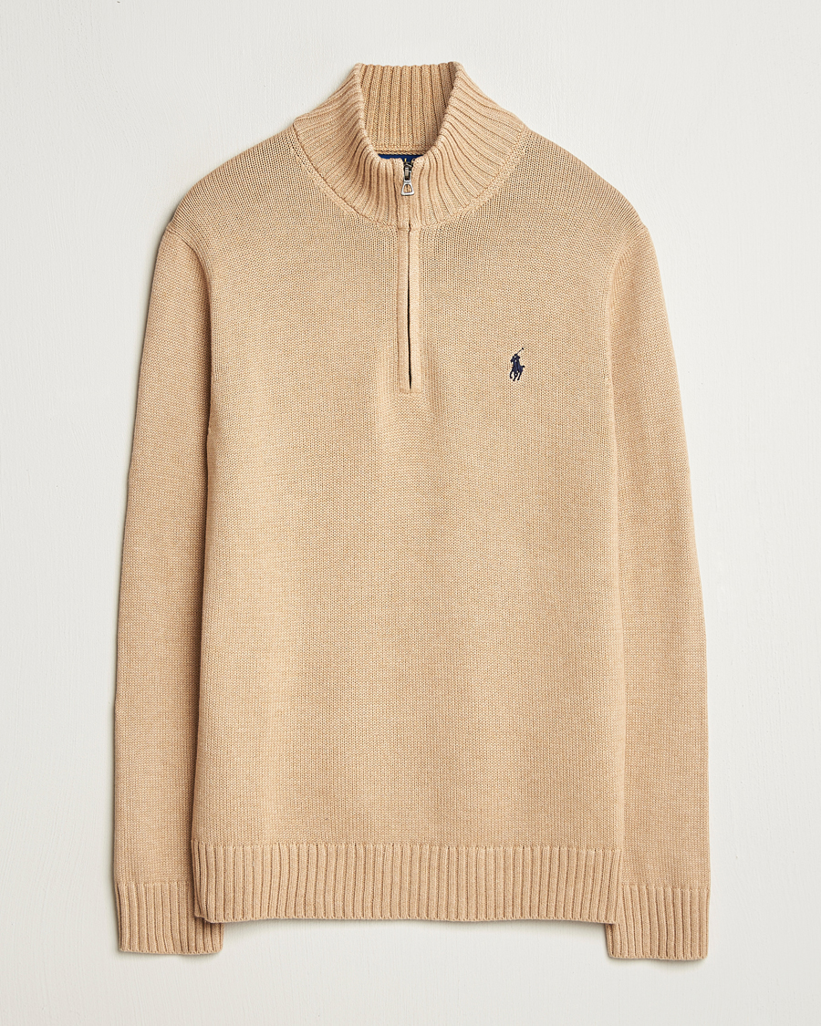 Mies | Puserot | Polo Ralph Lauren | Cotton Pullover Half-Zip Camel Melange