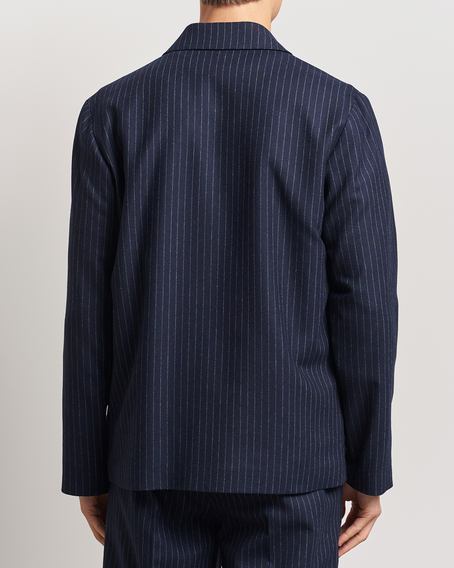 Mies | Takit | A.P.C. | Wool Pinstriped Shirt Jacket Dark Navy