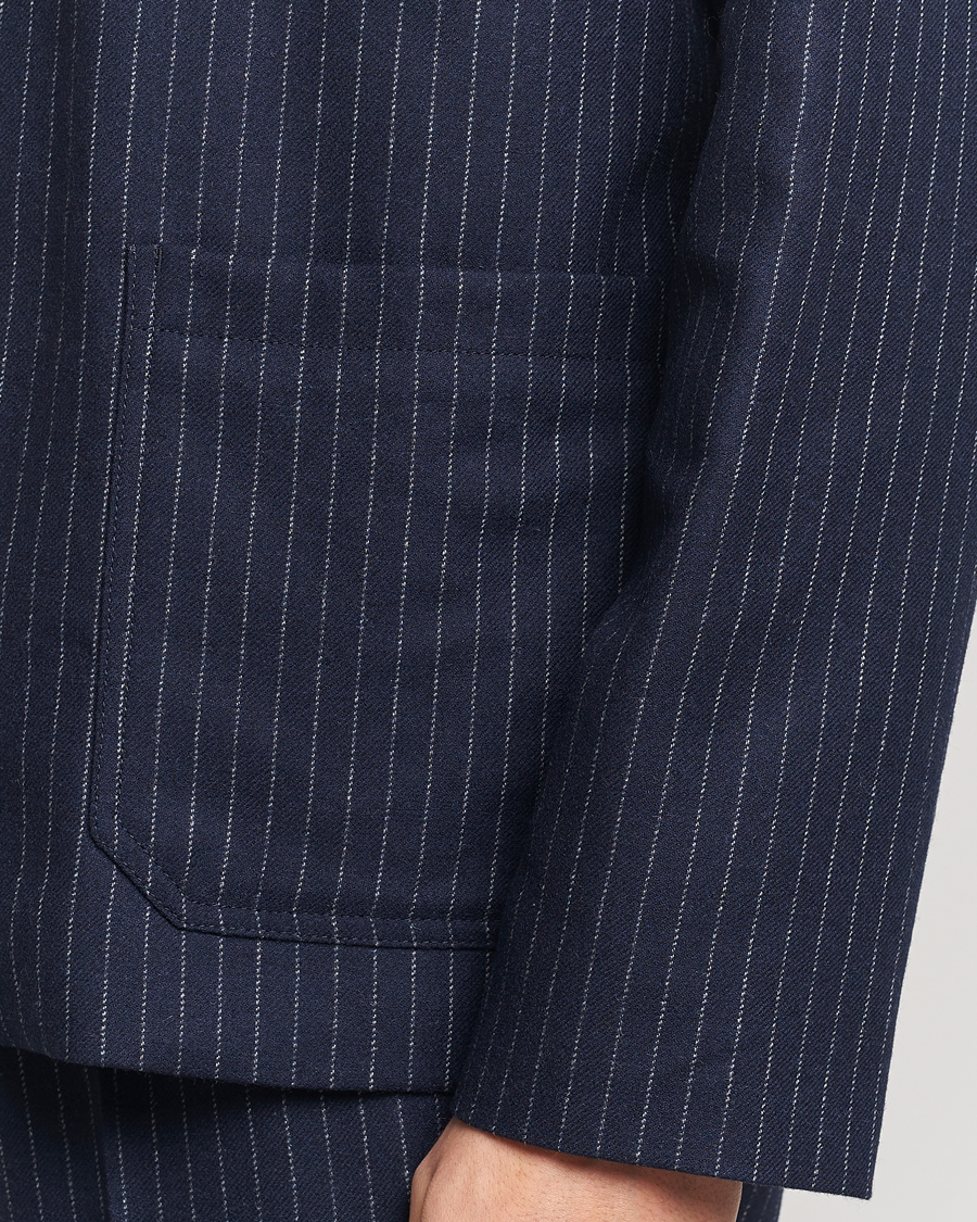 Mies | Takit | A.P.C. | Wool Pinstriped Shirt Jacket Dark Navy