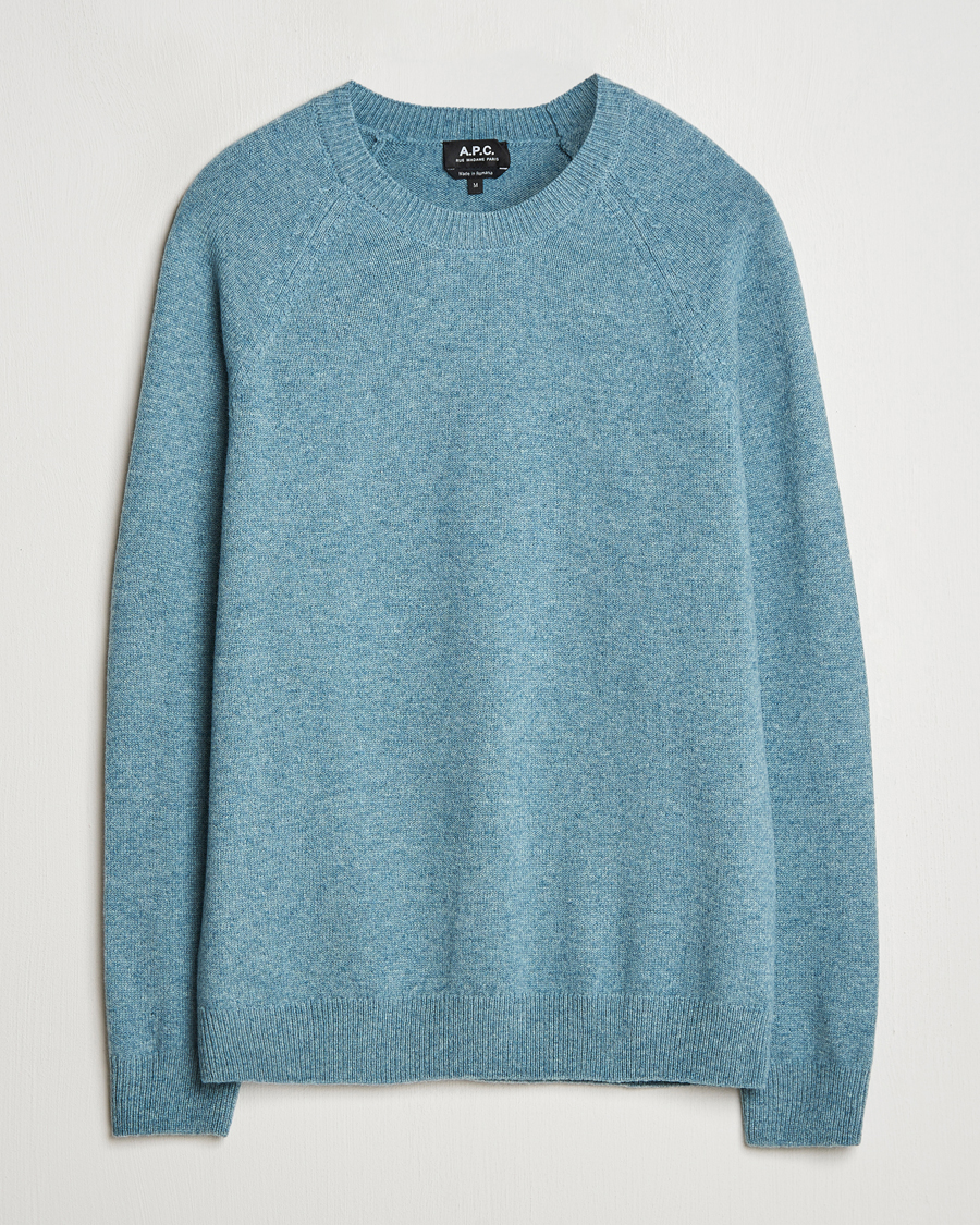 Mies | Puserot | A.P.C. | Pierre Lambswool Sweater Blue Melange