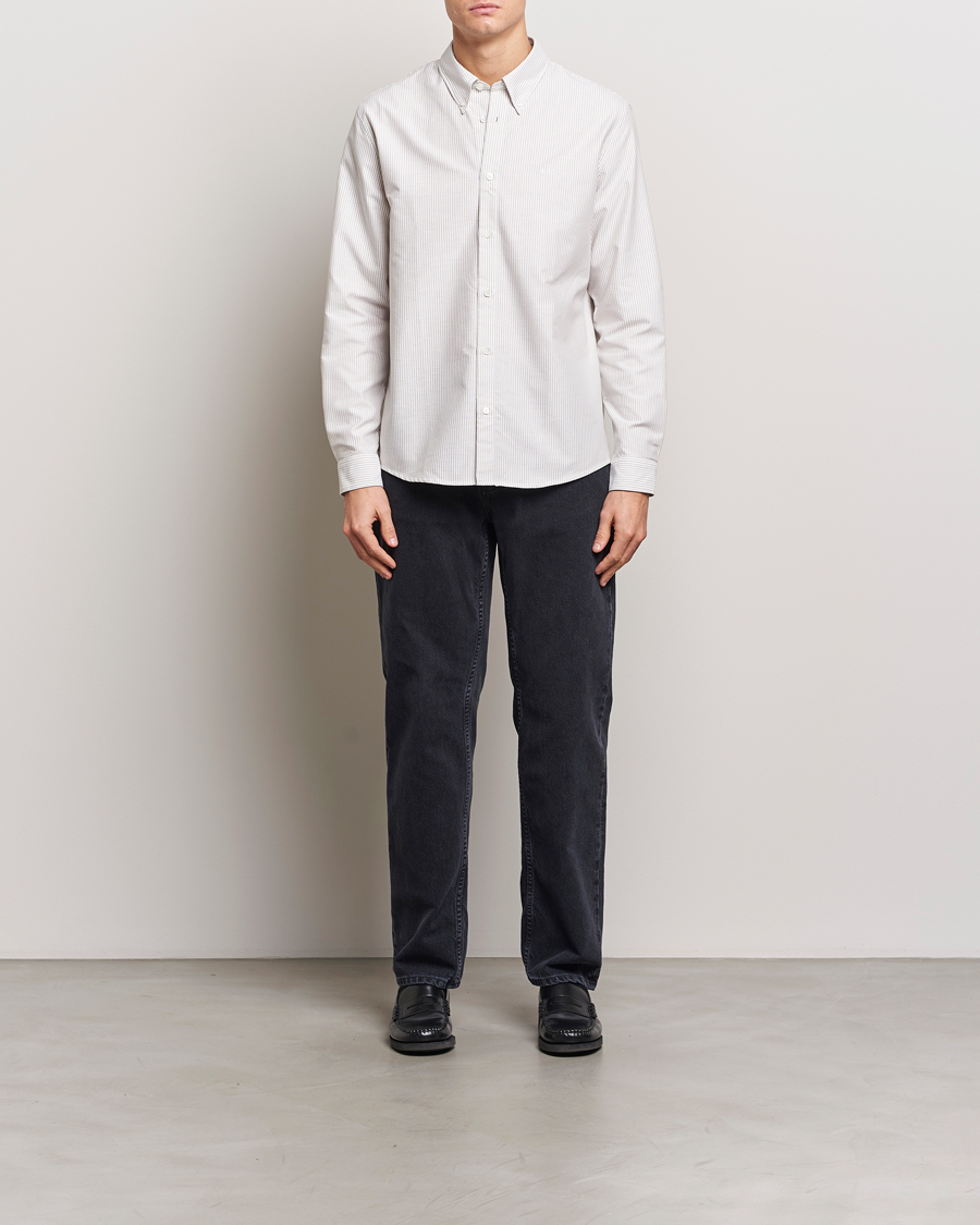 Mies | Kauluspaidat | A.P.C. | Greg Striped Oxford Shirt Beige/White