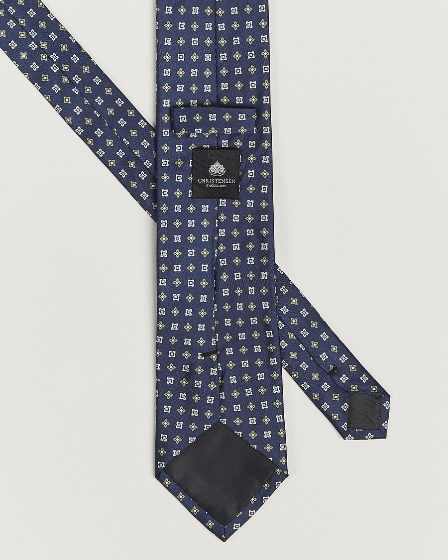 Mies | Amanda Christensen Box Set Printed Silk 8cm Tie With Pocket Square Navy | Amanda Christensen | Box Set Printed Silk 8cm Tie With Pocket Square Navy