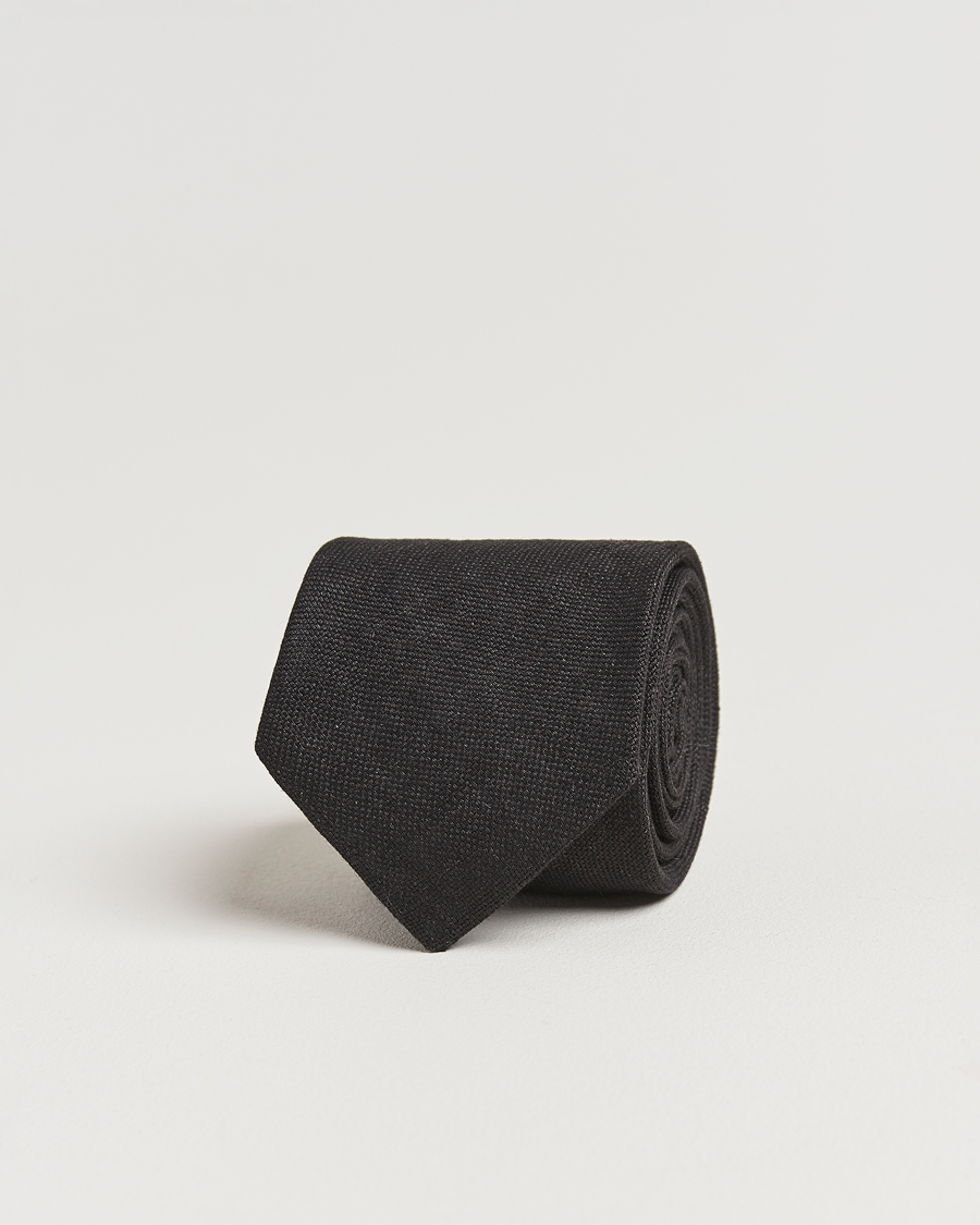 Mies | Amanda ChristensenHopsack Linen 8cm TieBlack | Amanda Christensen | Amanda ChristensenHopsack Linen 8cm TieBlack