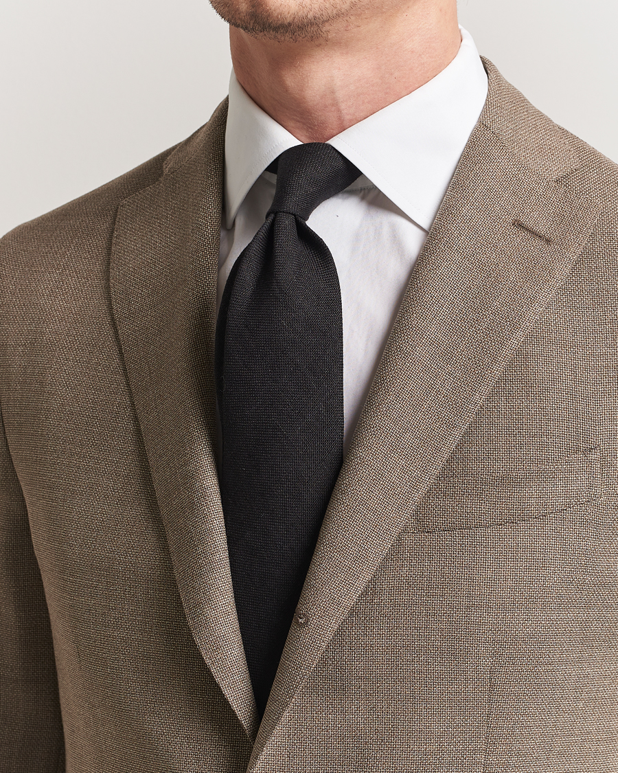 Mies | Solmiot | Amanda Christensen | Amanda ChristensenHopsack Linen 8cm TieBlack