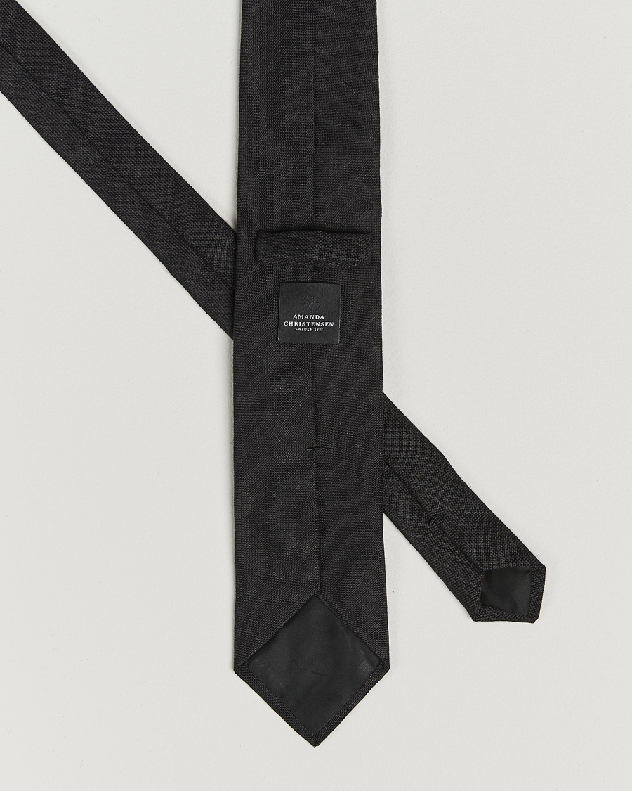 Mies | Amanda ChristensenHopsack Linen 8cm TieBlack | Amanda Christensen | Amanda ChristensenHopsack Linen 8cm TieBlack