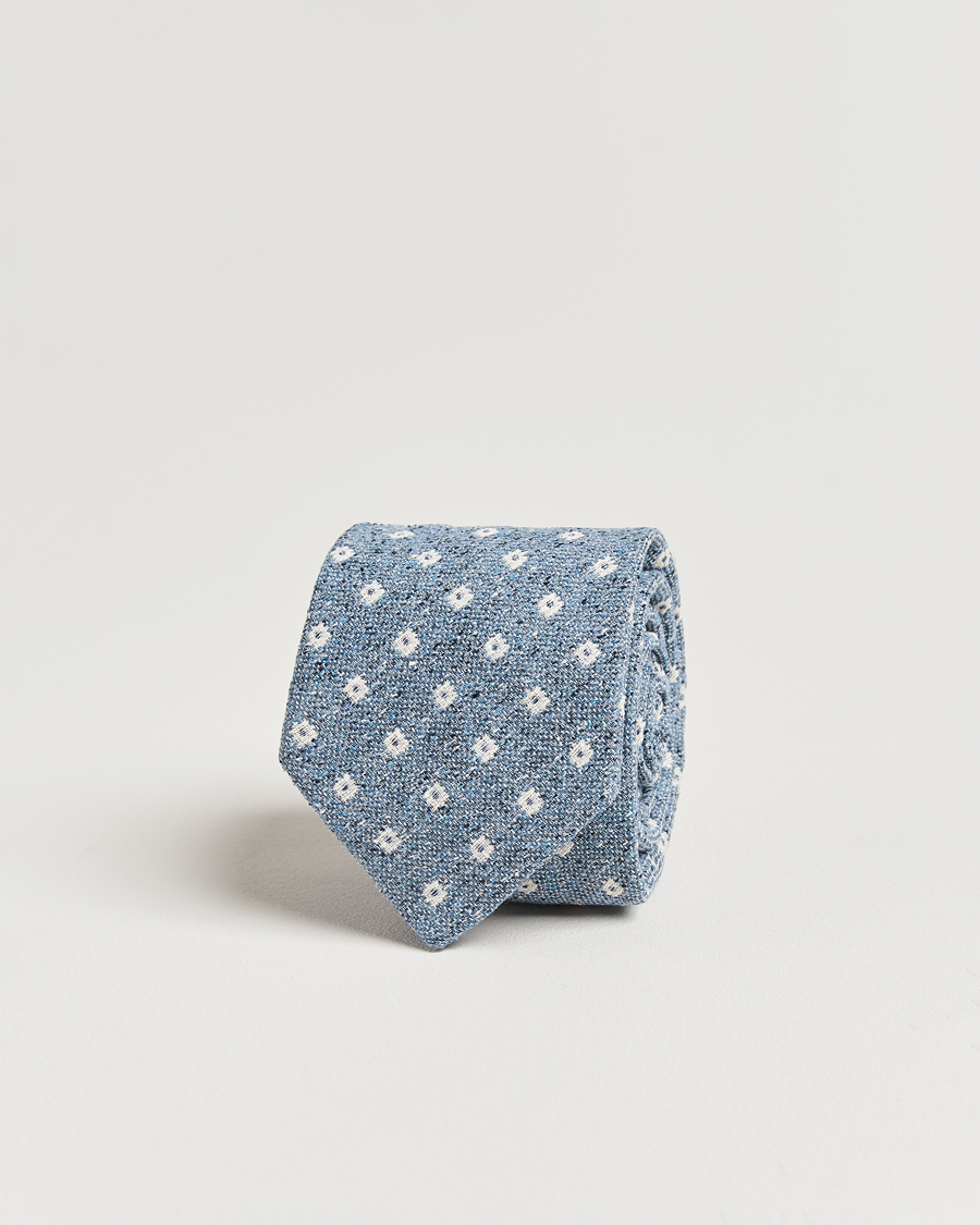 Mies | Amanda Christensen Silk/Cotton Bourette 8cm Tie Sky Blue | Amanda Christensen | Silk/Cotton Bourette 8cm Tie Sky Blue