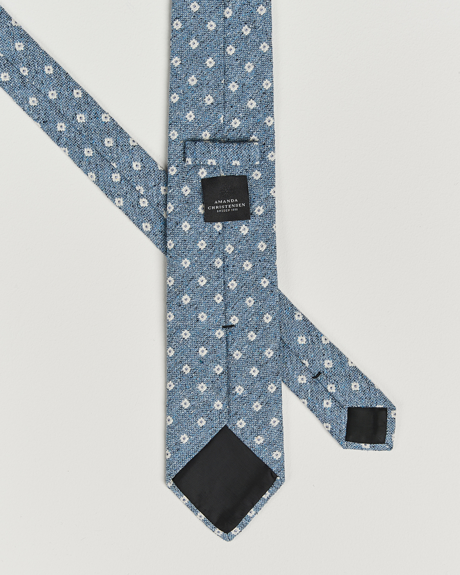 Mies | Amanda Christensen Silk/Cotton Bourette 8cm Tie Sky Blue | Amanda Christensen | Silk/Cotton Bourette 8cm Tie Sky Blue