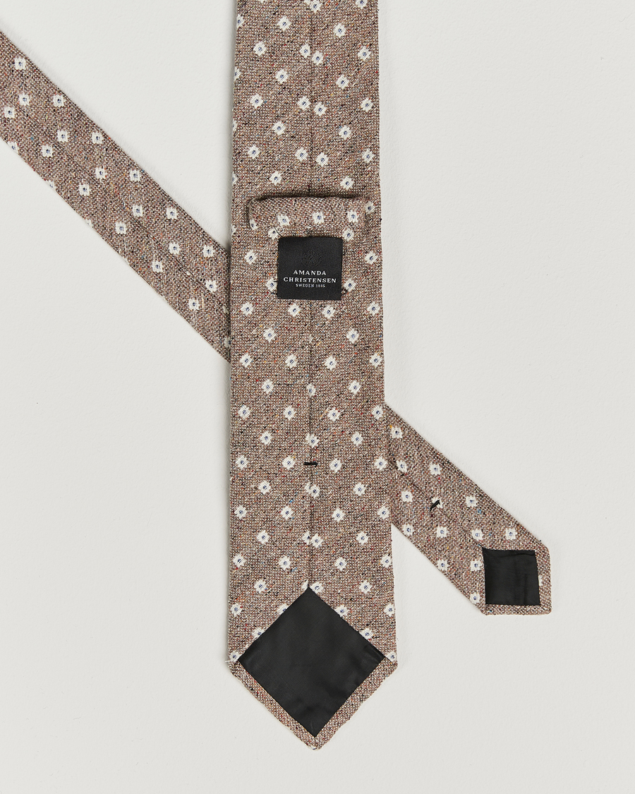 Mies | Amanda Christensen Silk/Cotton Bourette 8cm Tie Sand | Amanda Christensen | Silk/Cotton Bourette 8cm Tie Sand