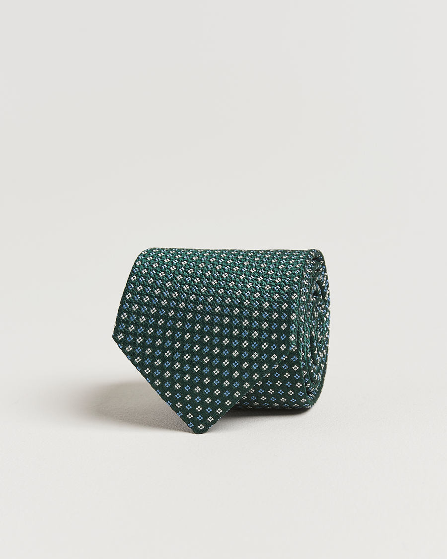 Mies | Amanda Christensen Silk Printed Flower 8cm Tie Green | Amanda Christensen | Silk Printed Flower 8cm Tie Green