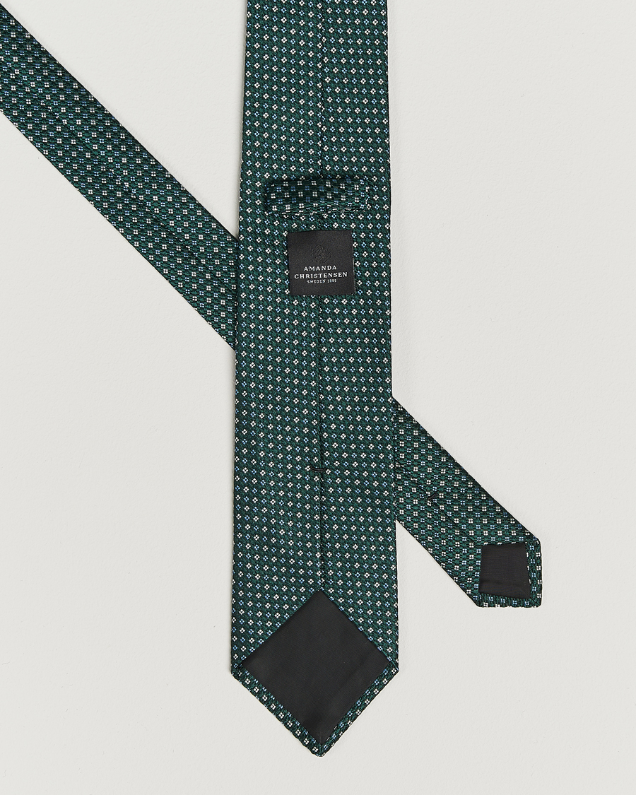 Mies | Amanda Christensen Silk Printed Flower 8cm Tie Green | Amanda Christensen | Silk Printed Flower 8cm Tie Green
