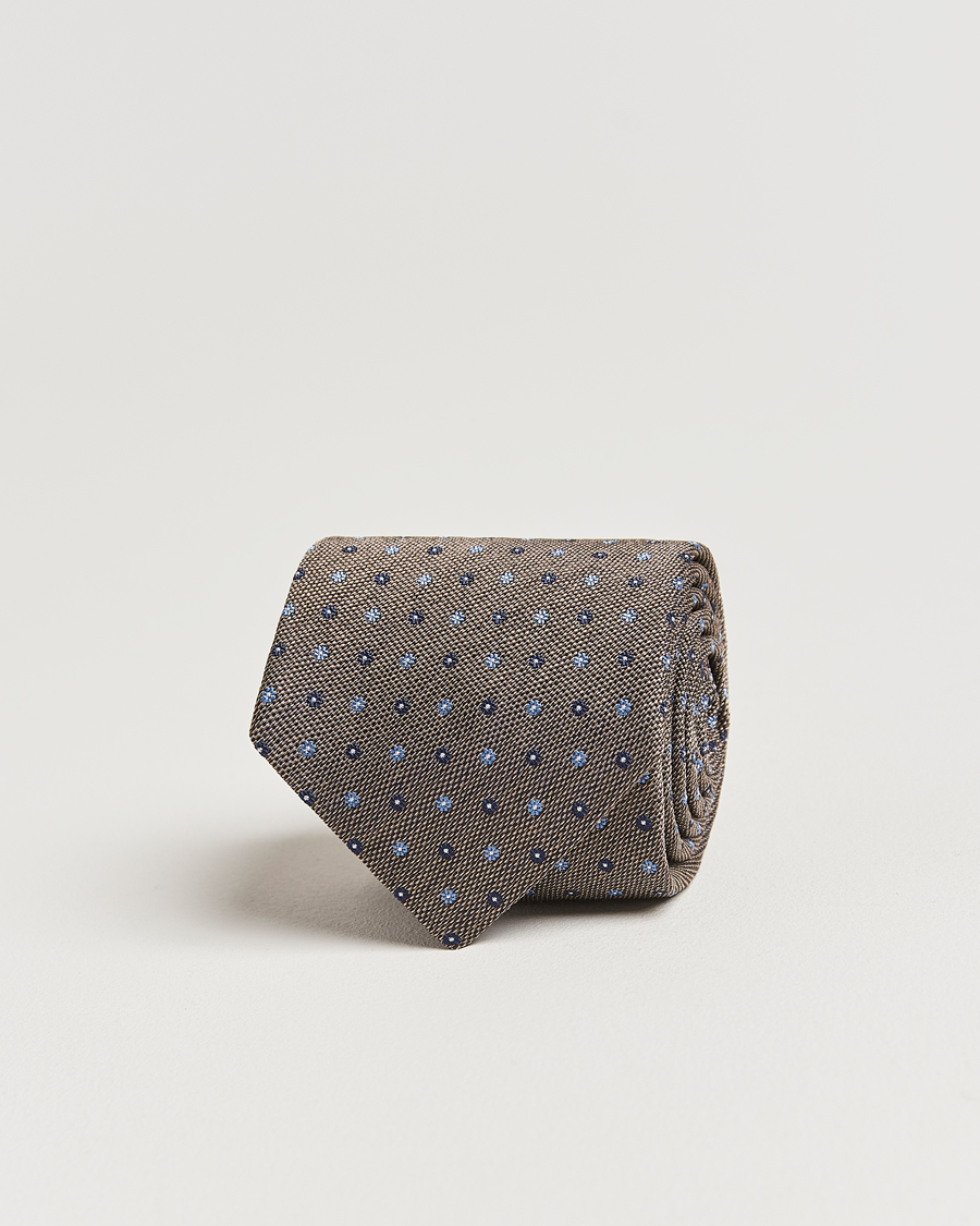 Mies | Amanda Christensen Silk Reps Printed Flower 8cm Tie Brown | Amanda Christensen | Silk Reps Printed Flower 8cm Tie Brown