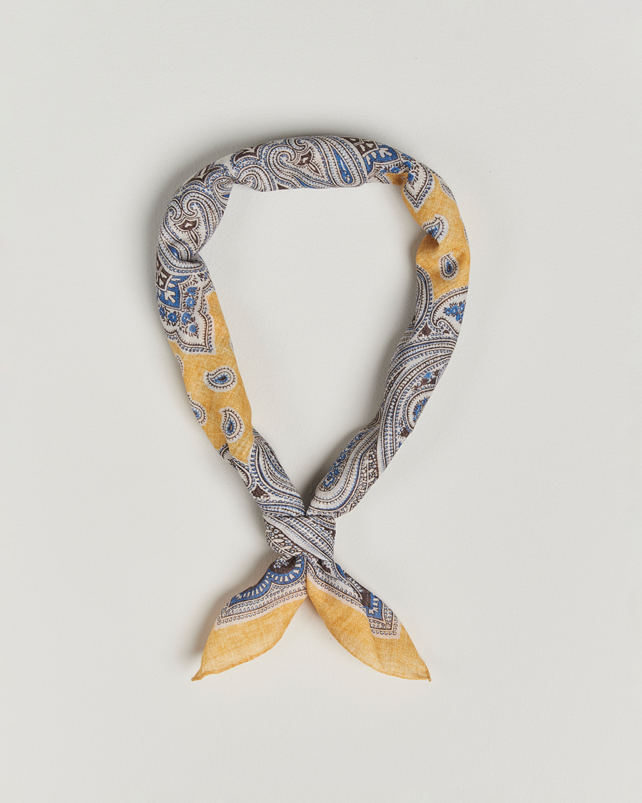 Mies | Amanda Christensen Cotton Voilé Printed Paisley Bandana Yellow | Amanda Christensen | Cotton Voilé Printed Paisley Bandana Yellow