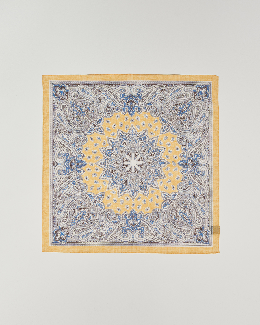 Mies | Amanda Christensen Cotton Voilé Printed Paisley Bandana Yellow | Amanda Christensen | Cotton Voilé Printed Paisley Bandana Yellow
