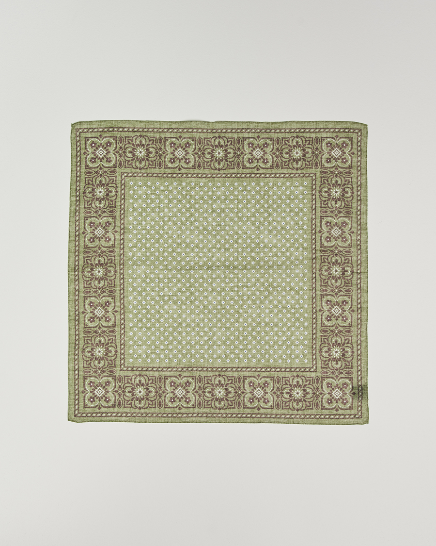 Mies | Amanda Christensen Cotton Voilé Printed Flower Bandana Green | Amanda Christensen | Cotton Voilé Printed Flower Bandana Green