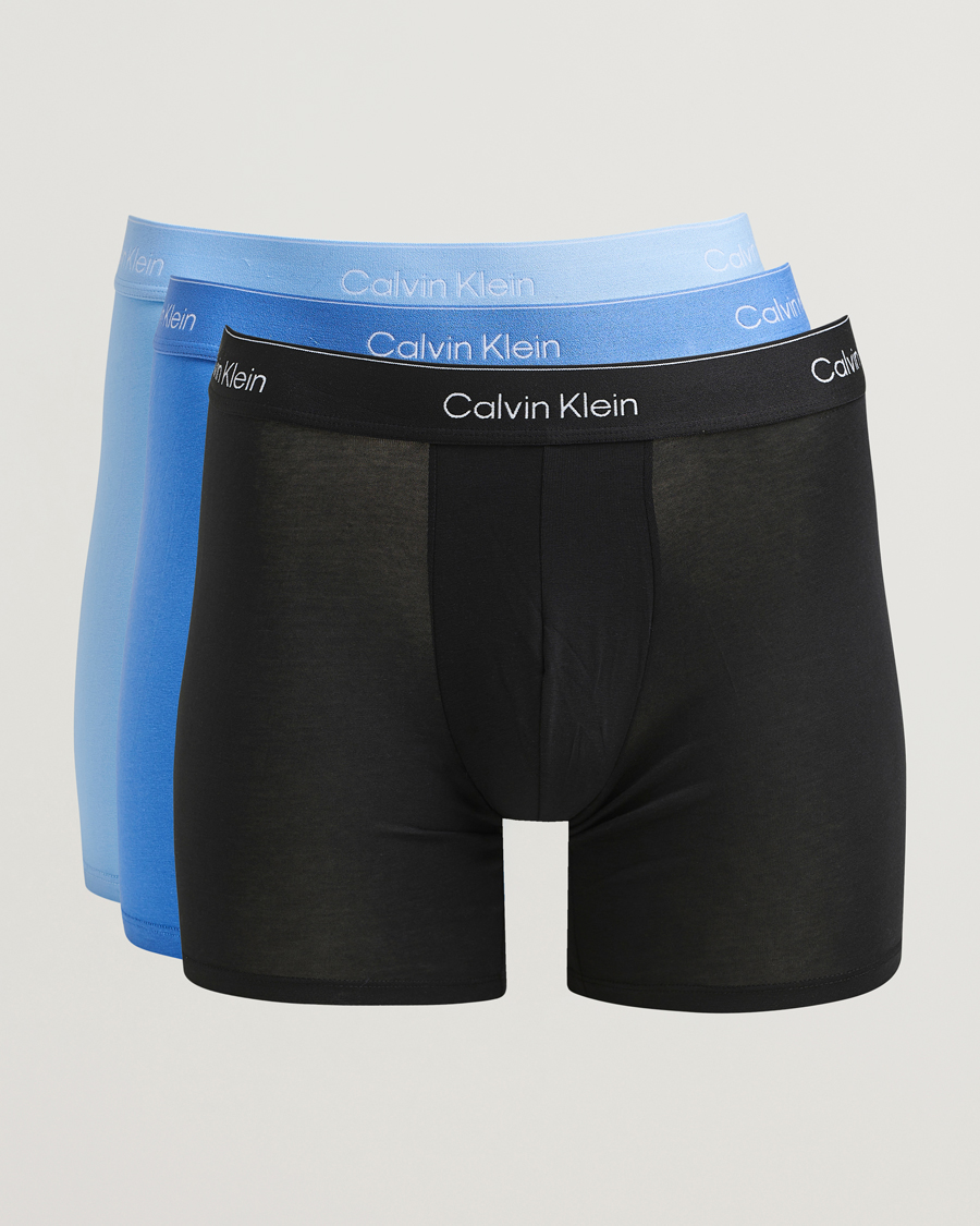 Mies | Alusvaatteet | Calvin Klein | 3-Pack Icon Cotton Stretch Boxer Brief Black/Blue/Light Blue