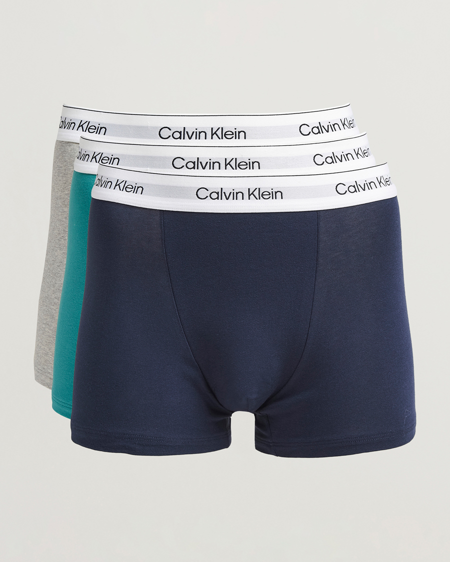 Mies | Alusvaatteet | Calvin Klein | 3-Pack Icon Cotton Stretch Relaxed Trunk Blue/Grey/Green