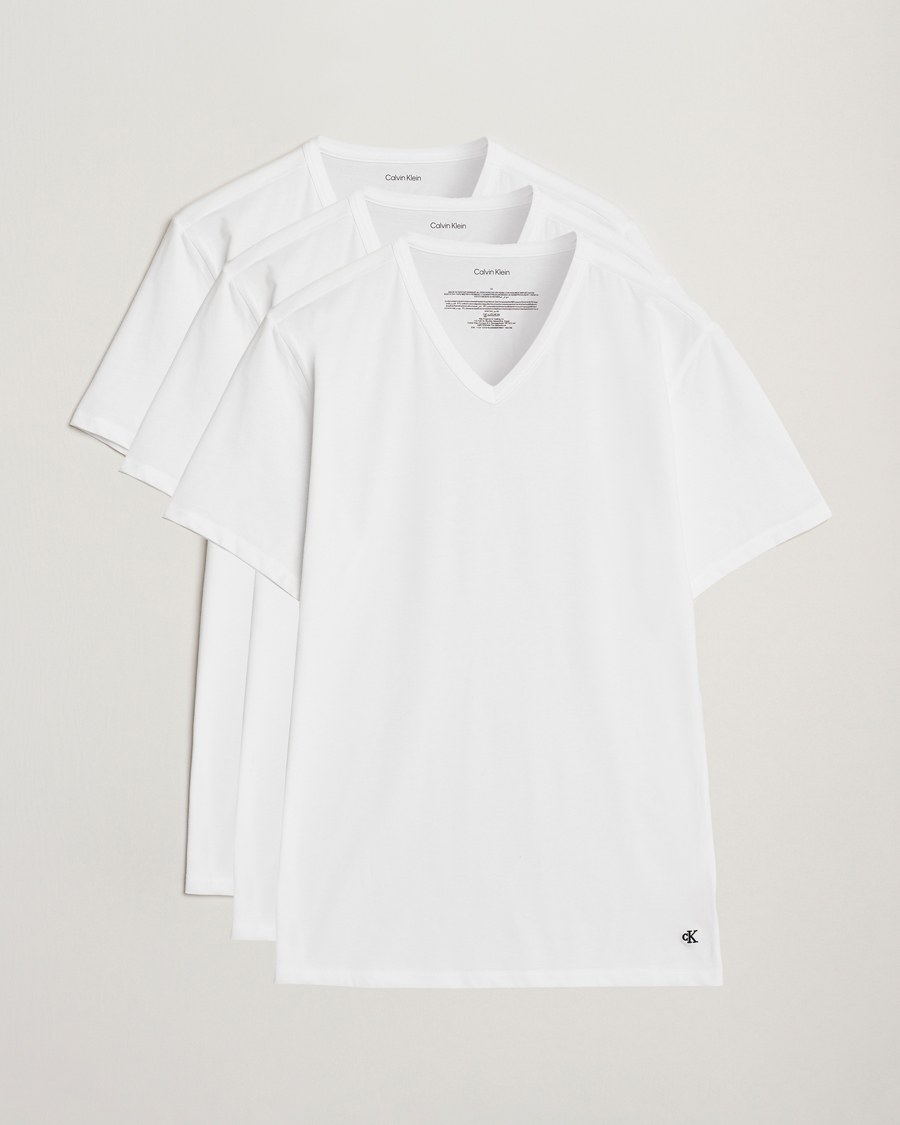 Mies | T-paidat | Calvin Klein | 3-Pack Cotton Stretch V-Neck T-Shirt White