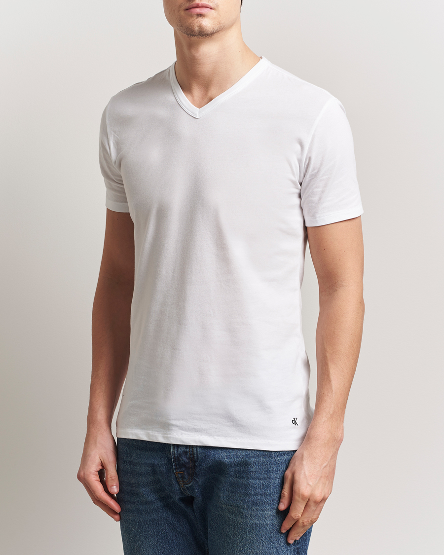 Mies | T-paidat | Calvin Klein | 3-Pack Cotton Stretch V-Neck T-Shirt White