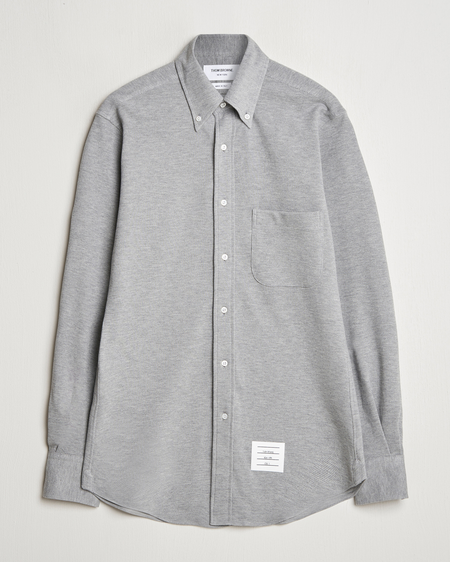 Mies | Kauluspaidat | Thom Browne | Button Down Piquet Shirt Light Grey