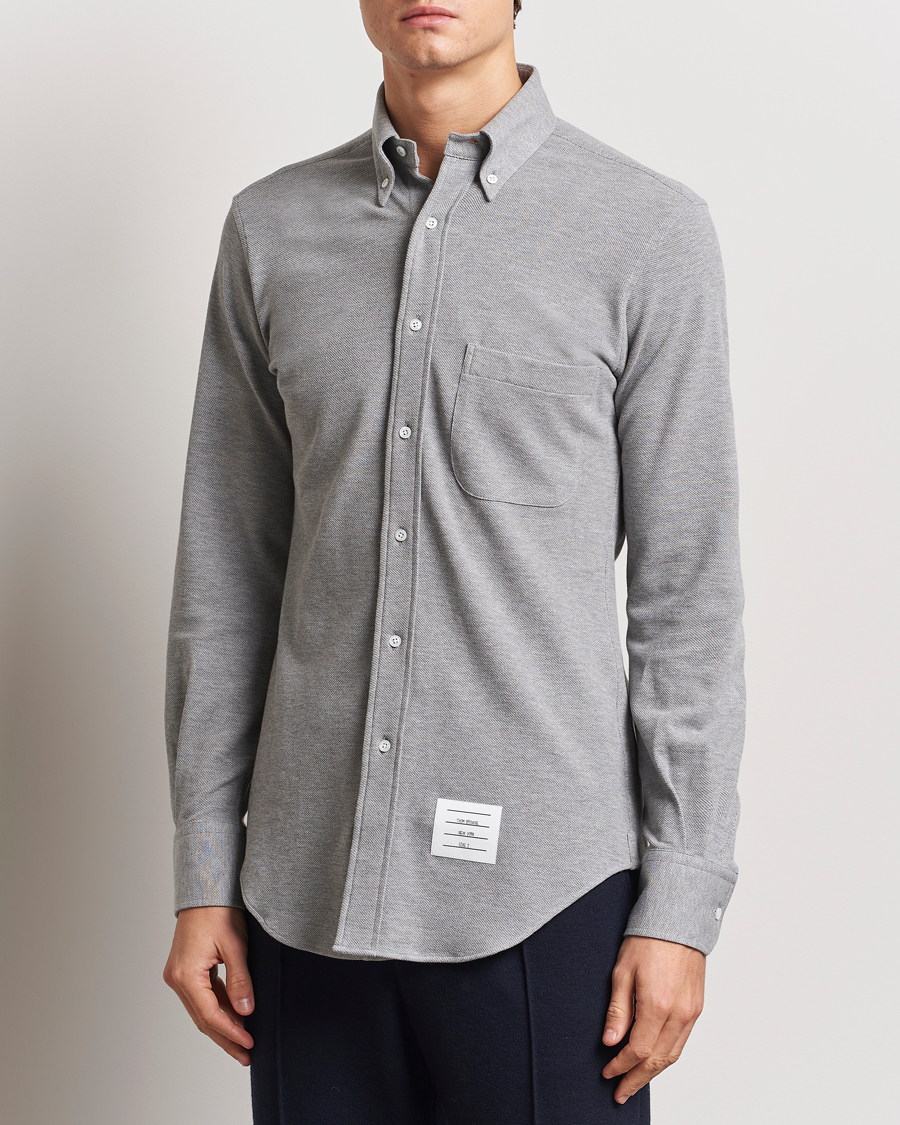 Mies | Kauluspaidat | Thom Browne | Button Down Piquet Shirt Light Grey