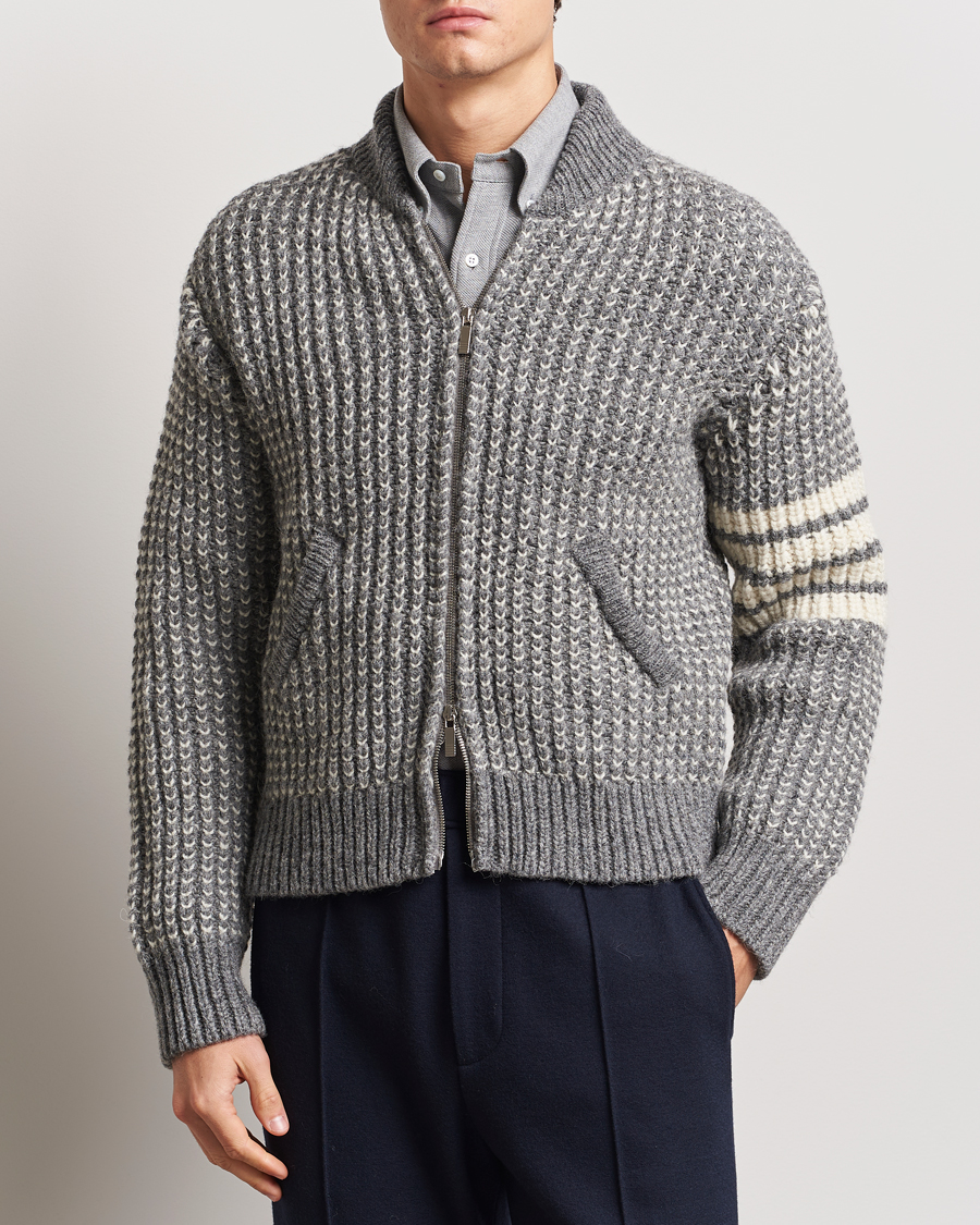 Mies | Takit | Thom Browne | Irish Wool Bomber Jacket Medium Grey