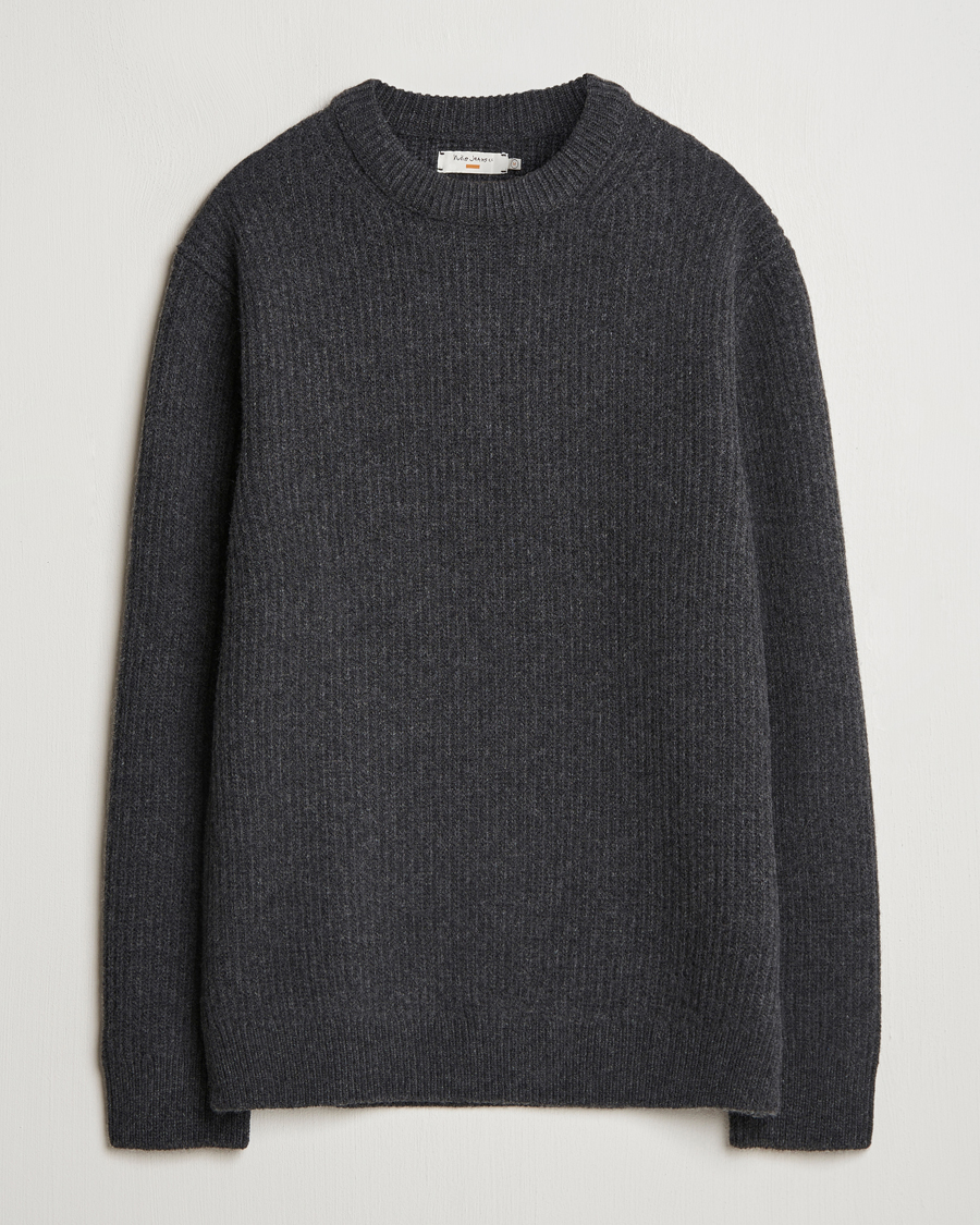 Mies | Puserot | Nudie Jeans | August Wool Rib Knitted Sweater Antracite Melange