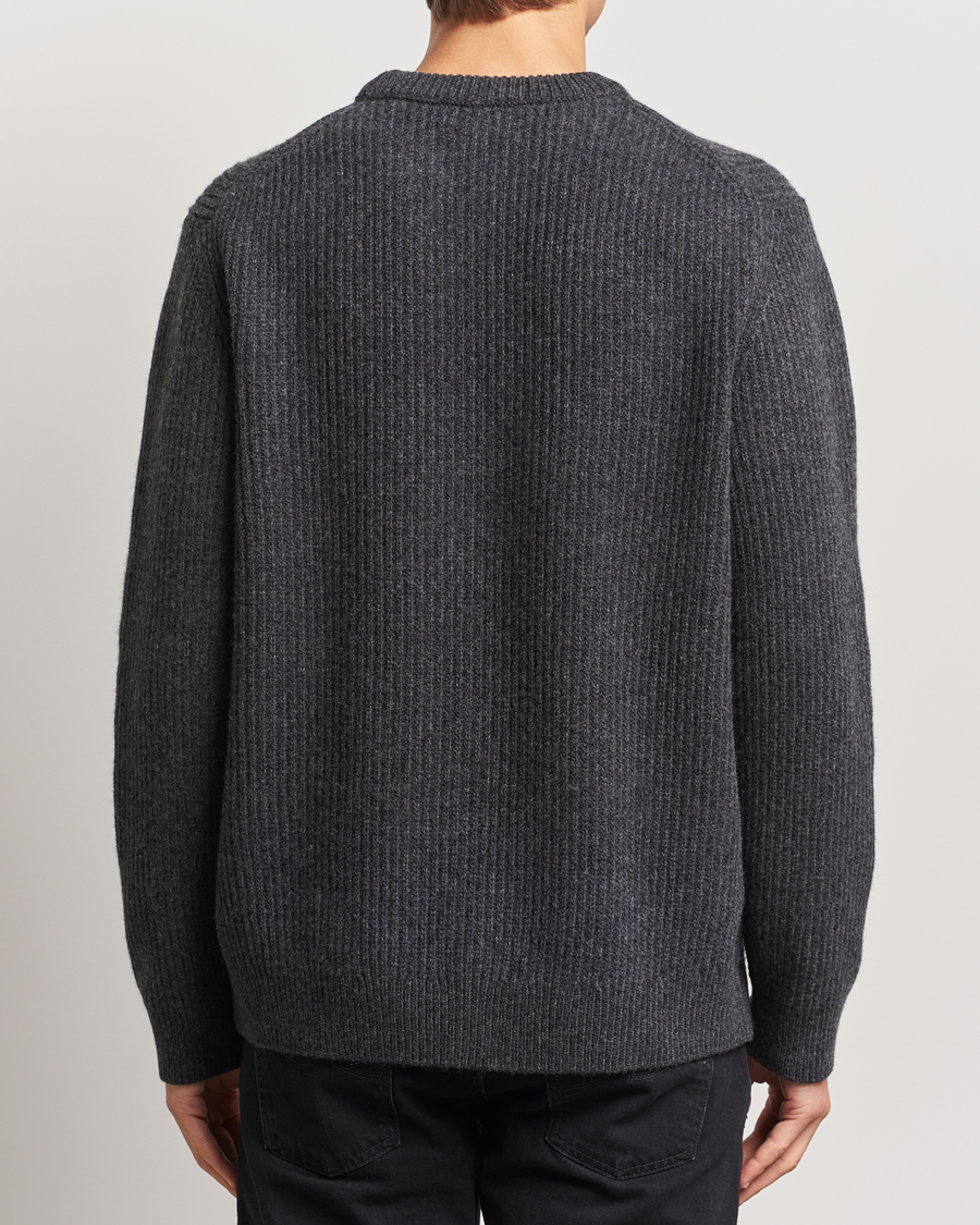 Mies | Puserot | Nudie Jeans | August Wool Rib Knitted Sweater Antracite Melange
