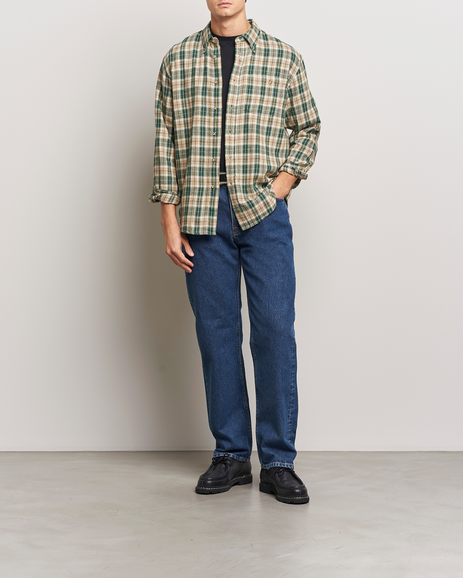 Mies | Kauluspaidat | Nudie Jeans | Julian Checked Farmers Shirt Racing Green
