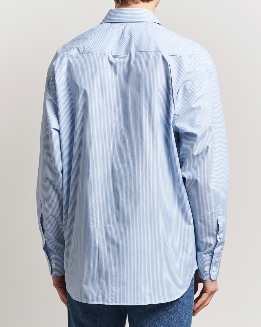 Mies | Kauluspaidat | Filippa K | Striped Cotton Poplin Shirt Light Blue/White