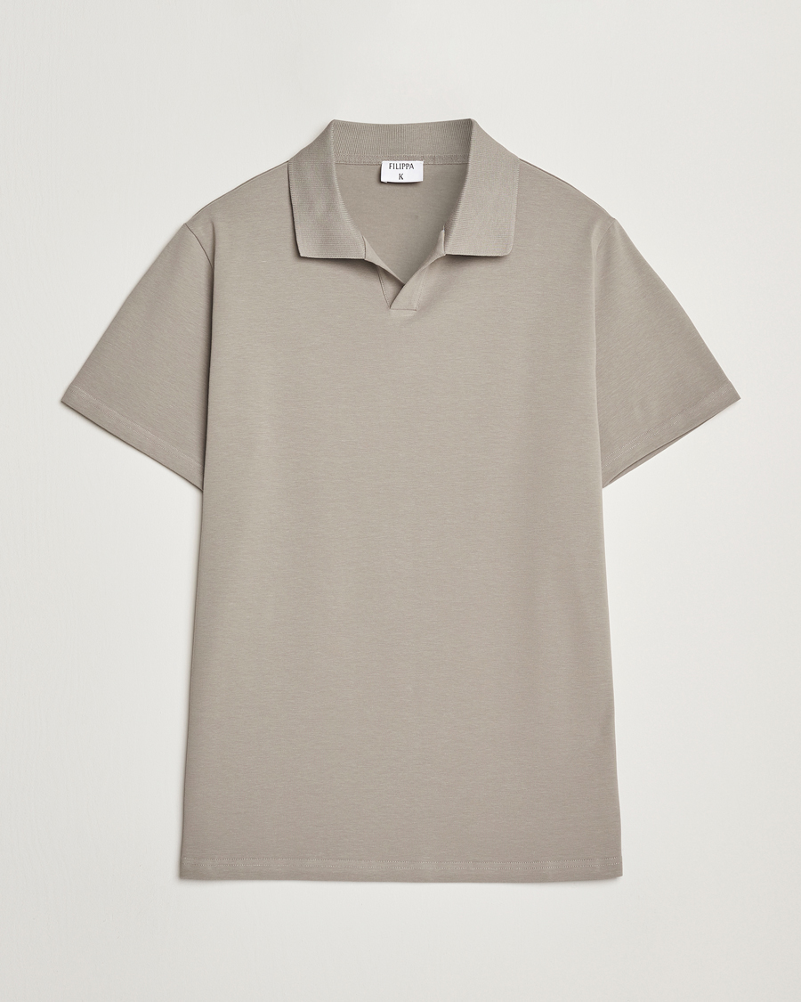 Mies | Pikeet | Filippa K | Soft Lycra Polo T-Shirt Dove Grey