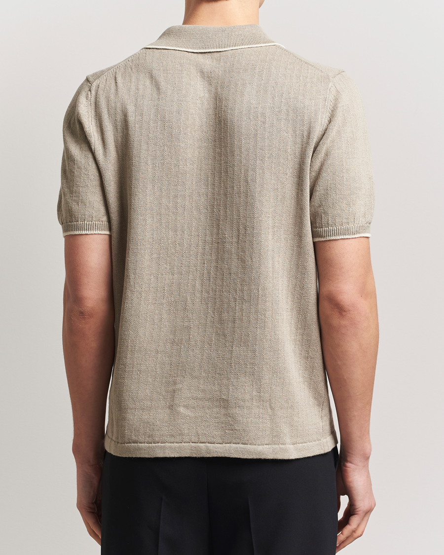 Mies | Pikeet | Filippa K | Linen Cotton Knitted Polo Moss Grey