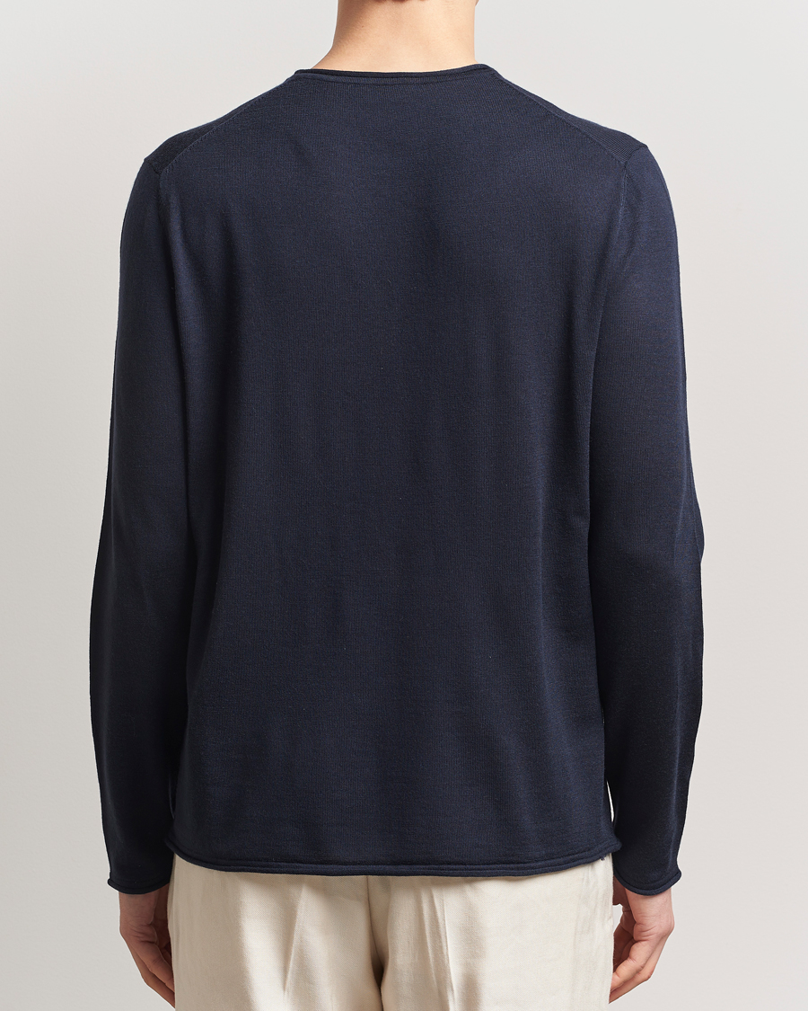 Mies | Puserot | Filippa K | Rolled Edge Knitted Sweater Navy