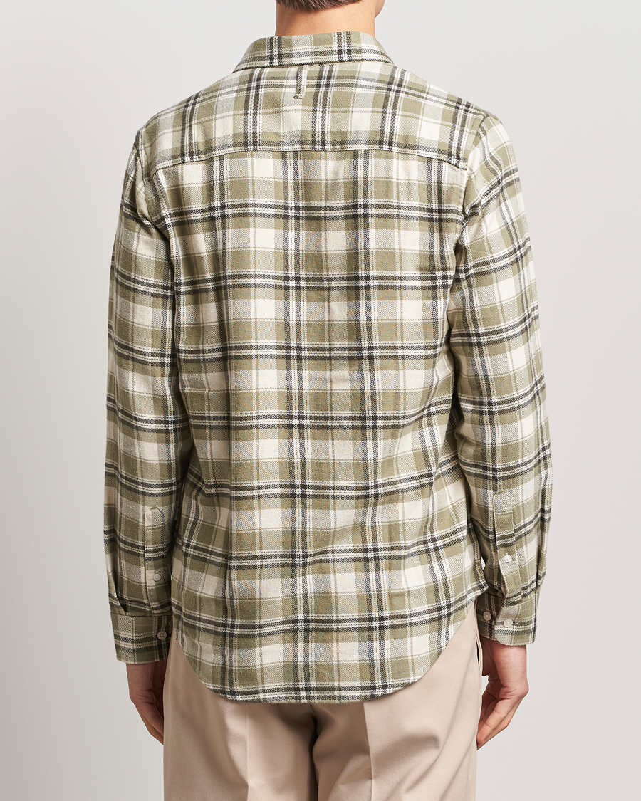 Mies | Kauluspaidat | NN07 | Arne Brushed Cotton Checked Shirt Green/Beige