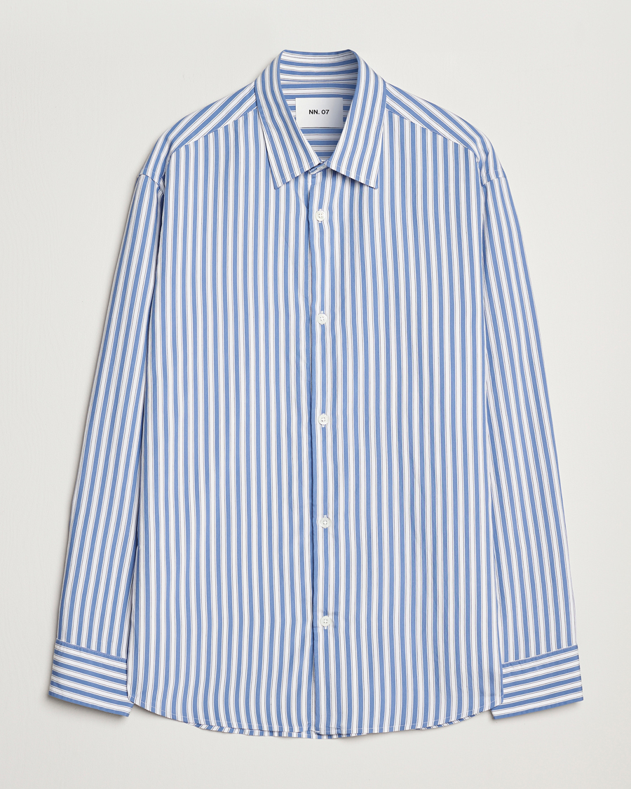 Mies | Kauluspaidat | NN07 | Freddy Twill Striped Shirt Blue/White