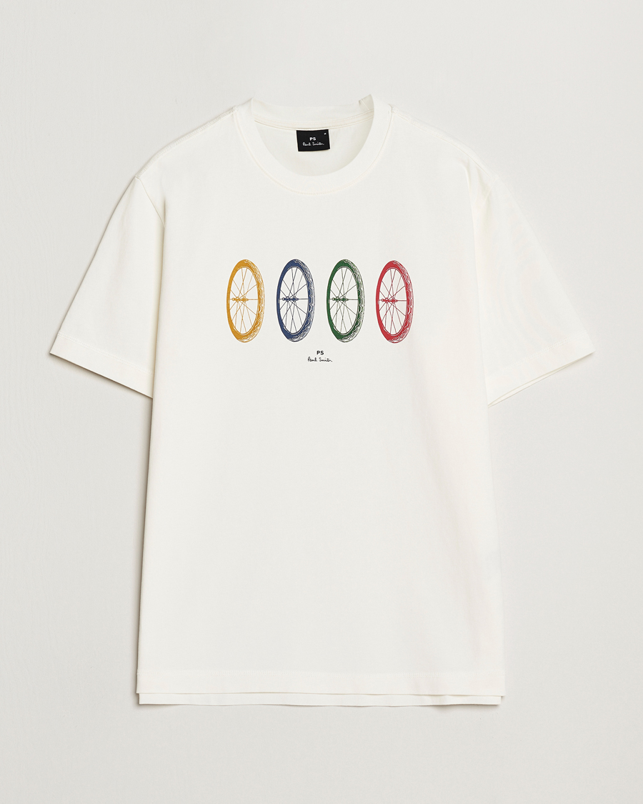 Mies | T-paidat | PS Paul Smith | Bike Tyres Crew Neck T-Shirt White