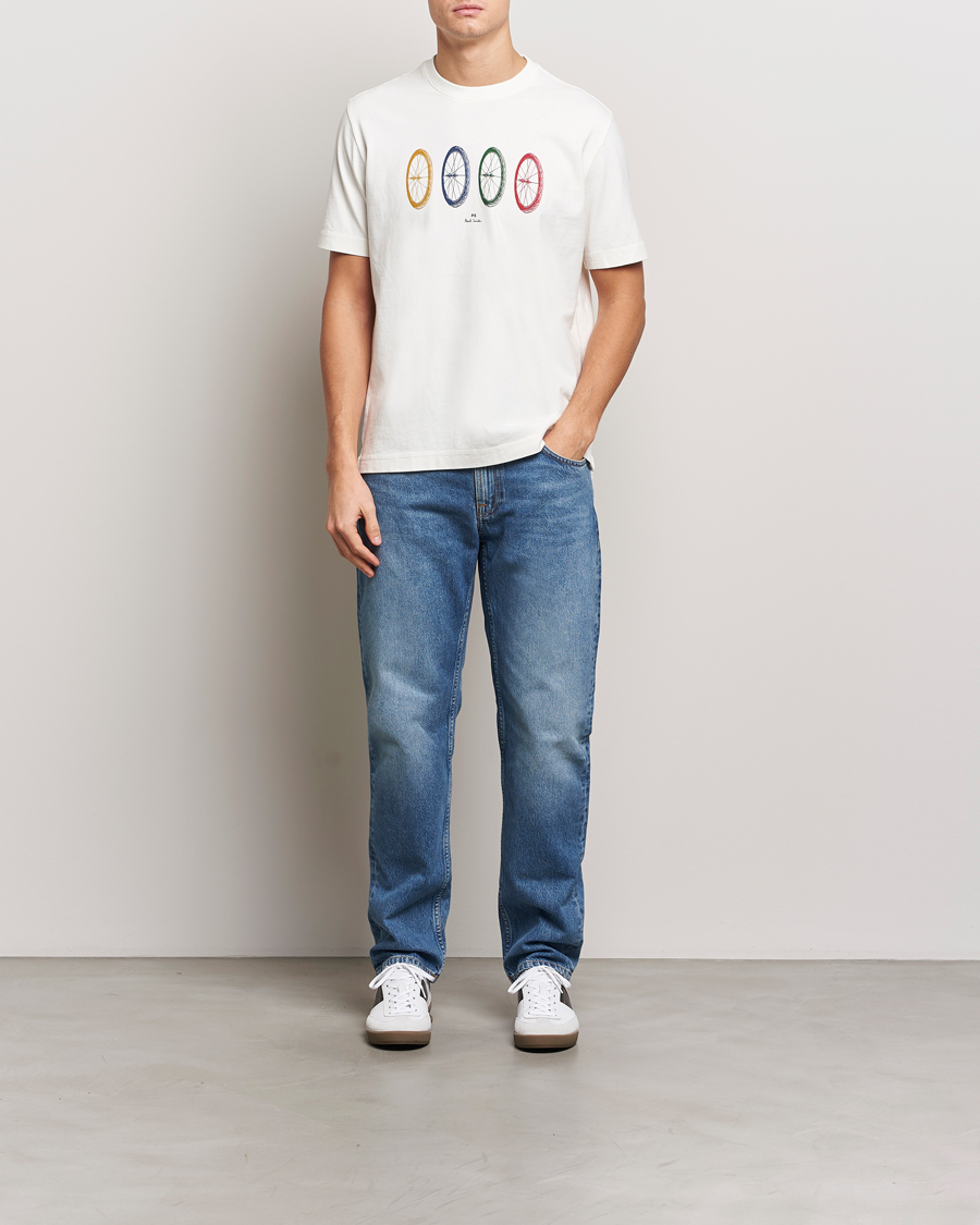Mies | T-paidat | PS Paul Smith | Bike Tyres Crew Neck T-Shirt White