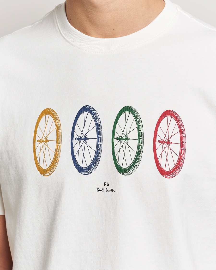 Mies | T-paidat | PS Paul Smith | Bike Tyres Crew Neck T-Shirt White