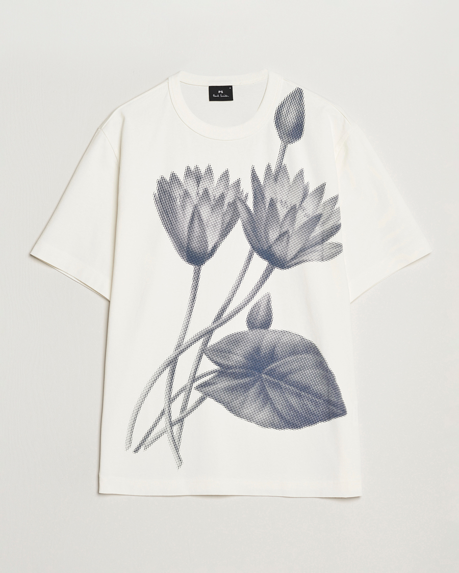 Mies | T-paidat | PS Paul Smith | Flower Printed Crew Neck T-Shirt White